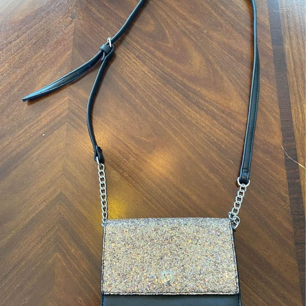 Nine West Golden Dressy Glitter Crossbody Purse
